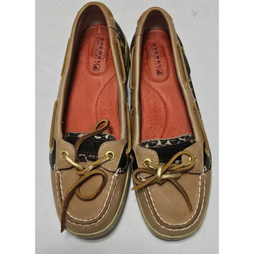 Sperry Top Sider Leopard Print‎ Boat Shoes Slip On Flats Leather Womens Size 6M